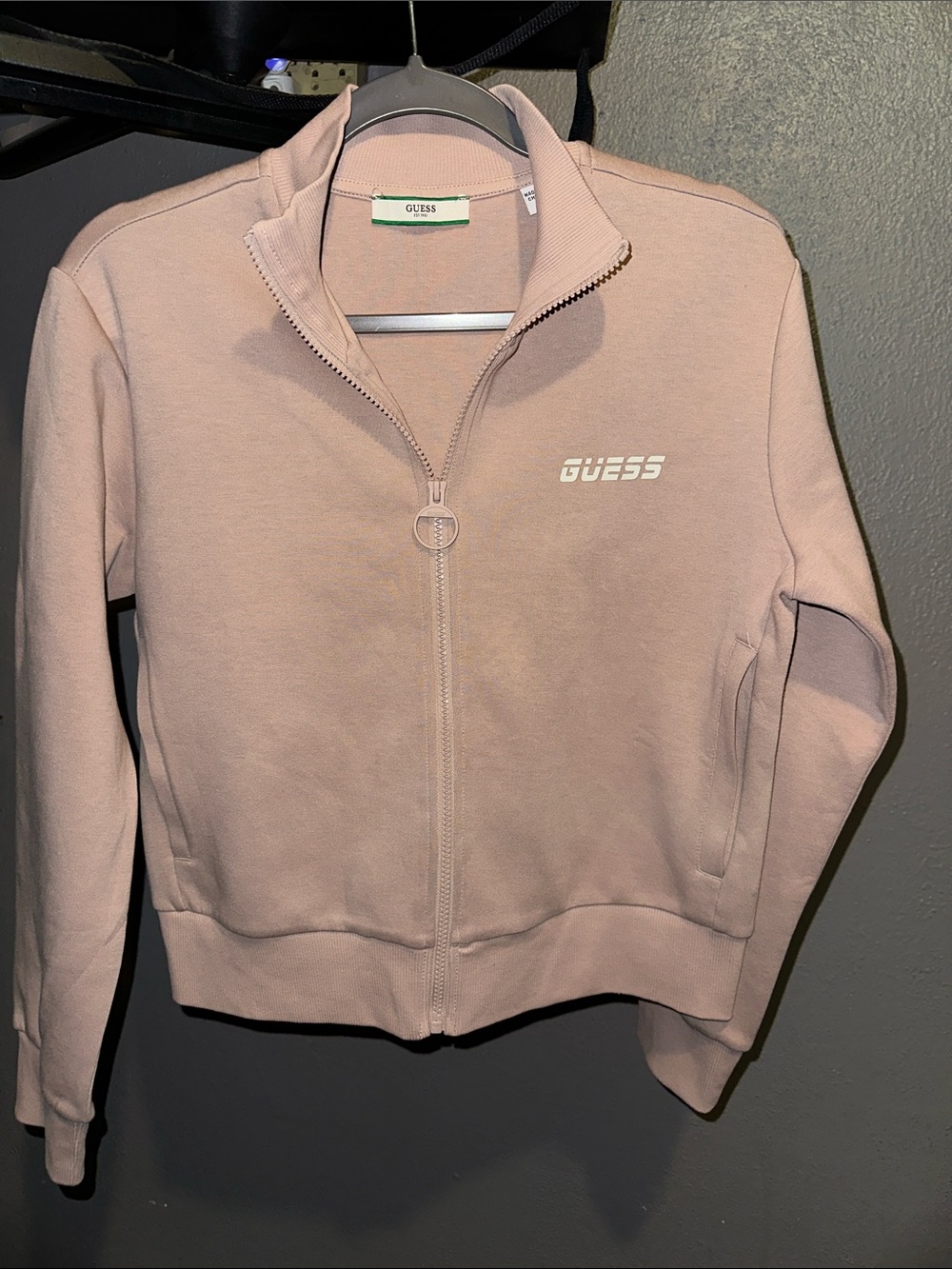 GUESS Blush Pink Zip-Up Bomber Jacket